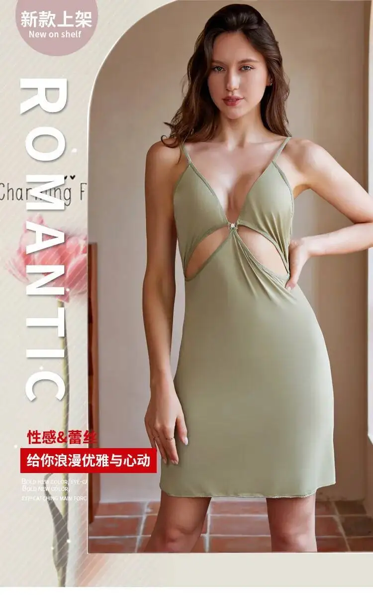 Sexy Neue Tiefe V Strap Einfarbig Aushöhlen Kleid Schlank Backless Tiefem V Hosenträger Ärmellose Wrap Hüfte Kleid Casual Süße LFGN