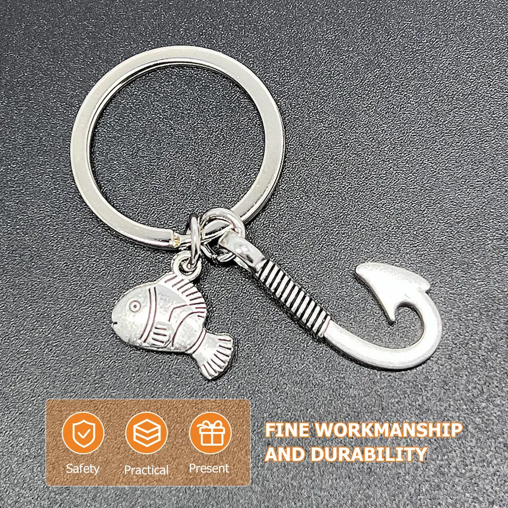 2Pcs Adorable Fish Keychains Premium Quality Fishing Hook Style Key Pendants Lightweight Portable Keychain Accessories for Men