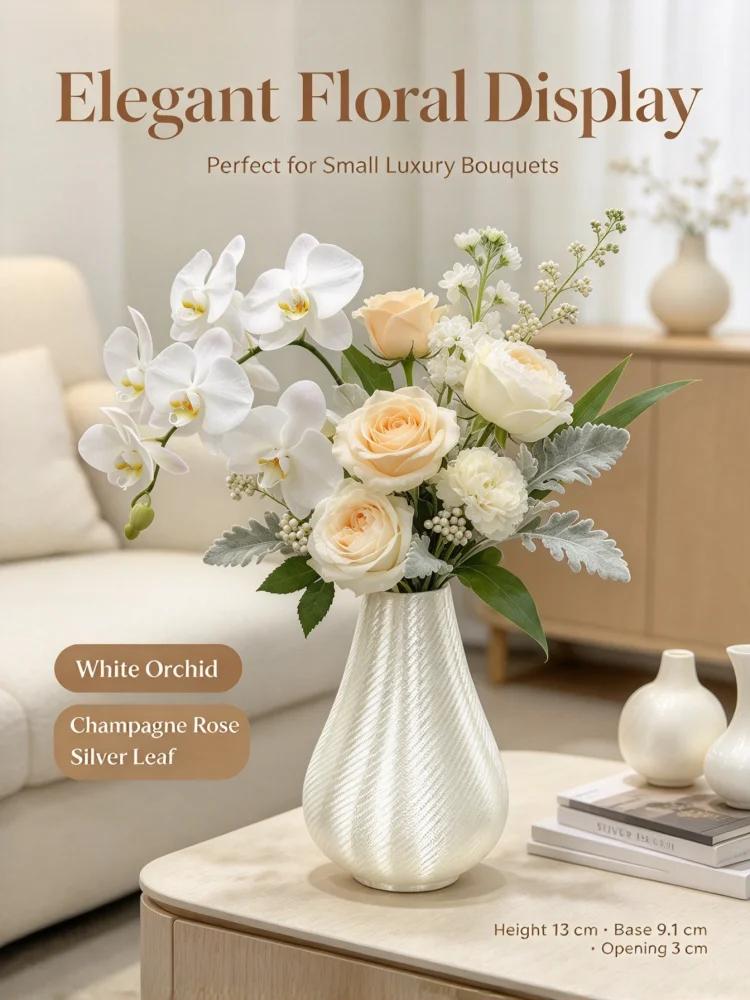 Creative Pear-Shaped Vase with Pearlescent Silk White Carbon Texture, 3D Printed, Light Luxury Style Desktop Flower Vessel, Unique Carbon Fiber Texture Design, Outstanding Appearance, High-Quality Texture, Creamy White Color Scheme, Versatile and Practical, Can Be Used for Flower Arrangements or as a Decorative Piece, Multi-Purpose, Suitable for Various Home Settings and Home Decor Styles, Ideal as a Housewarming Gift or Holiday Souvenir, a Thoughtful and Practical Home Item, Perfect for Friends Who Like Soft Home Decor, and a Great Addition to Any Home Decor Style
