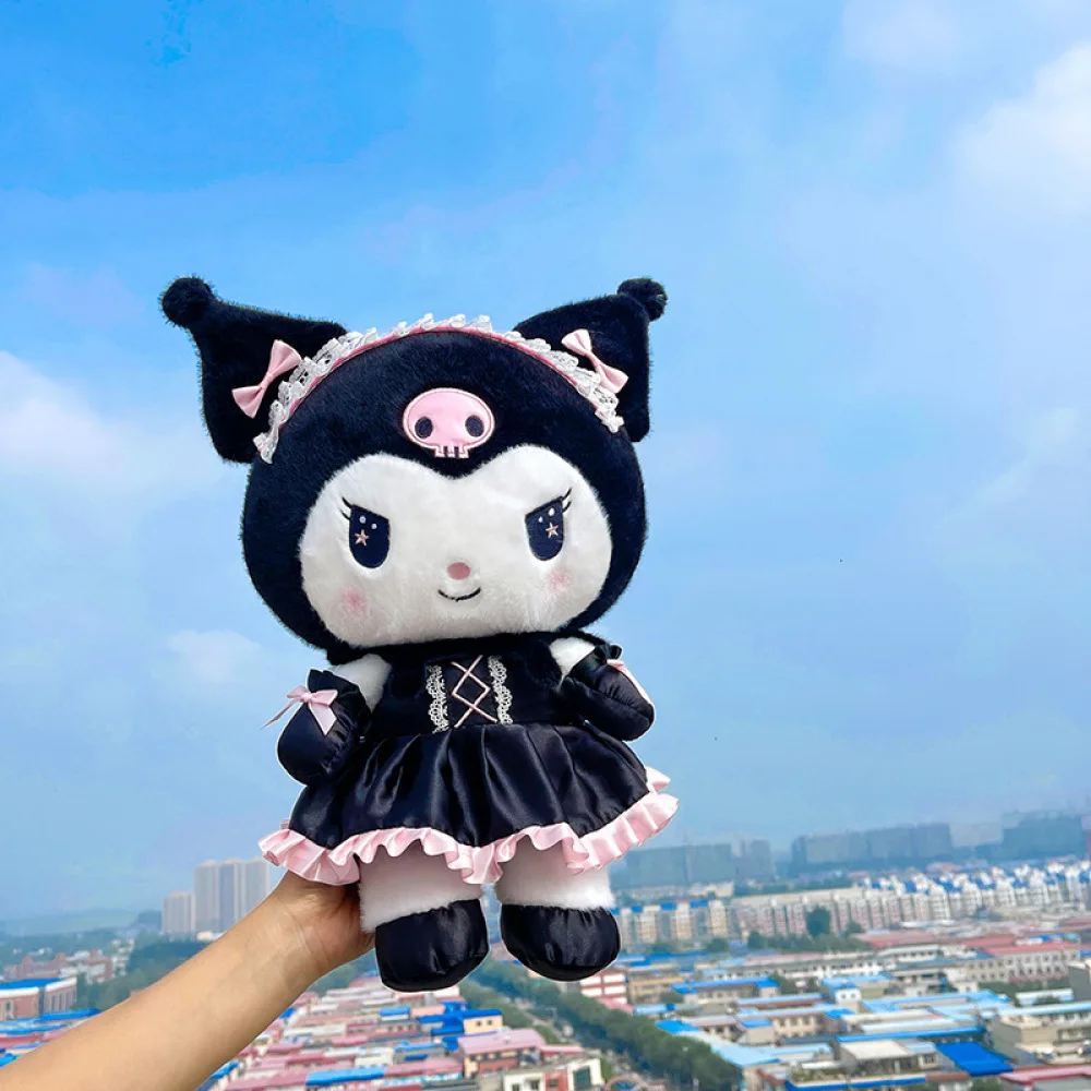 Dark Uniform Kuromi Doll Sanrio Plush Toy Large Doll Cloth Doll Gift for Girlfriend's Birthday