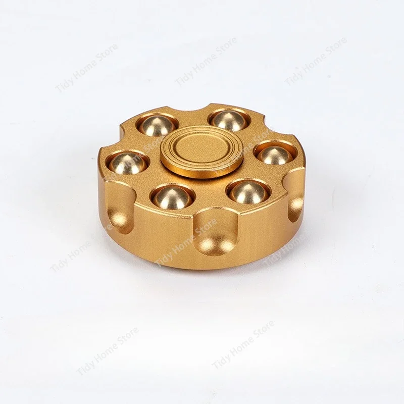 Stylish Revolver Cocking Fidget Spinner Stress Relief Toy, Made of Aluminum and Copper for Rotational Relaxation