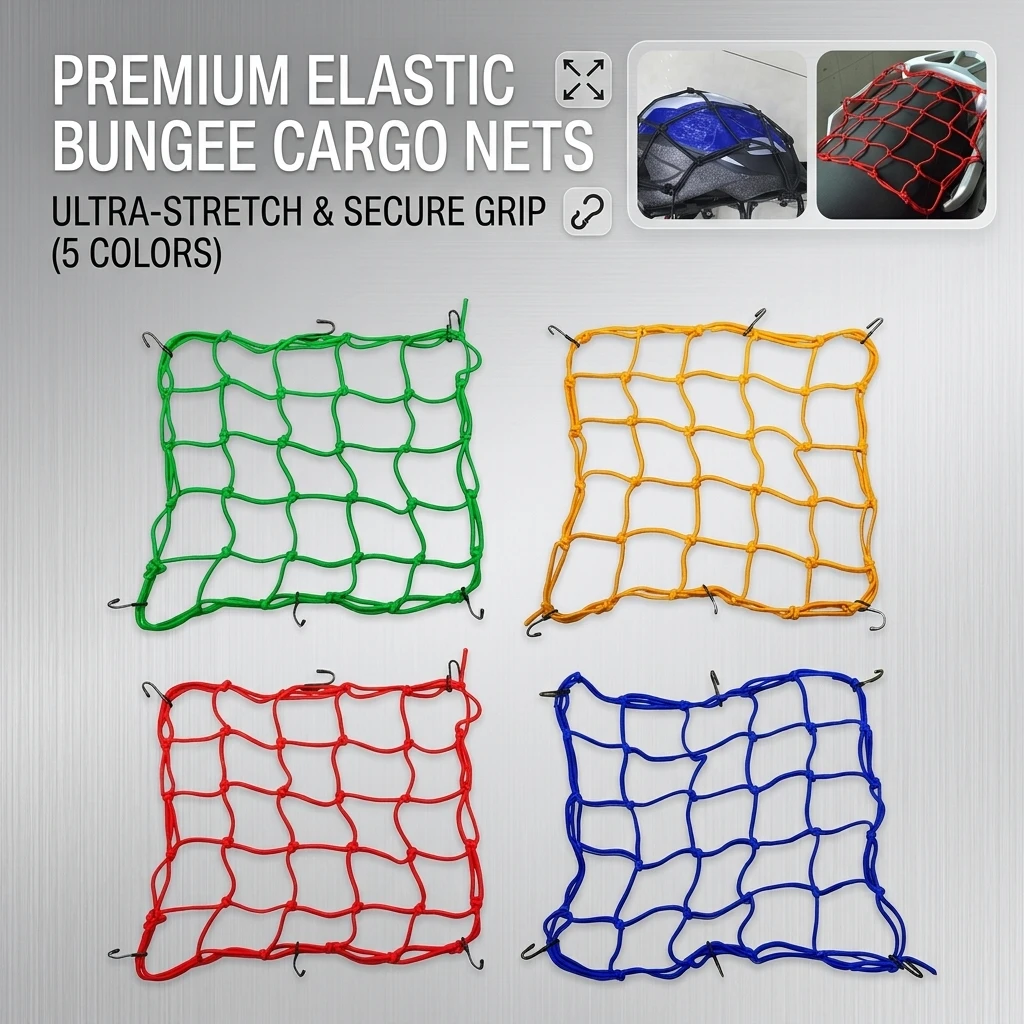 30x30 Motorcycle Electric Bike Luggage Net Fuel Tank Net Strap Elastic Helmet Pocket to Prevent Debris from Falling off
