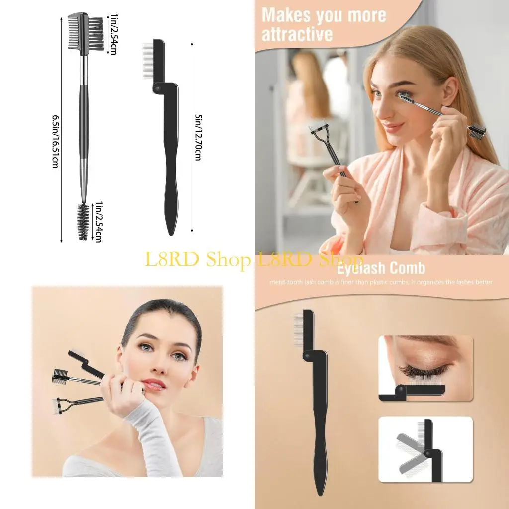 L8RD 3PCS 속눈썹 빗질 래쉬 분리기 브로우 브러시 및 눈썹 스풀 리 제거 덩어리 마스카라 전문 아이 메이크업 도구