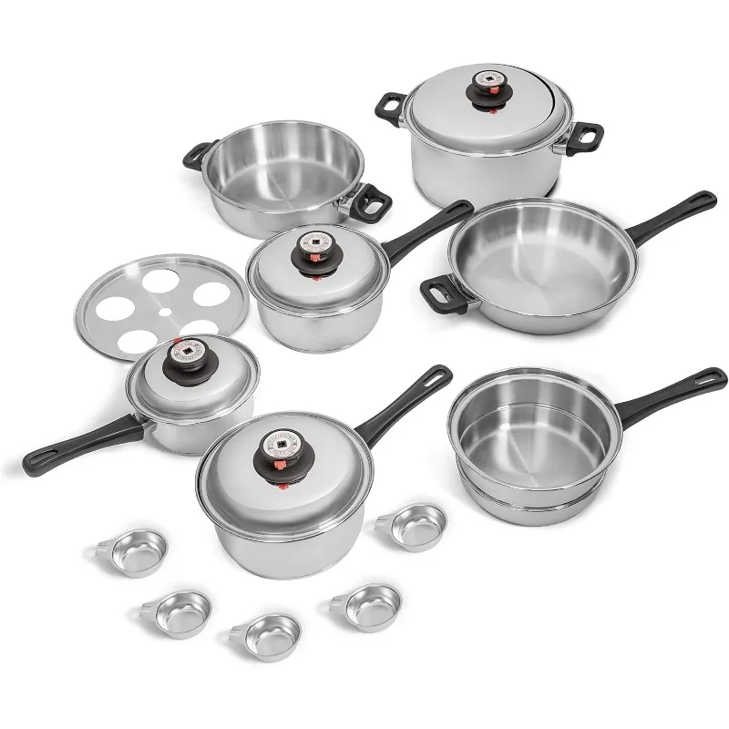 

Waterless cookware set, durable stainless steel construction, suitable for induction cooktops cooking pots set