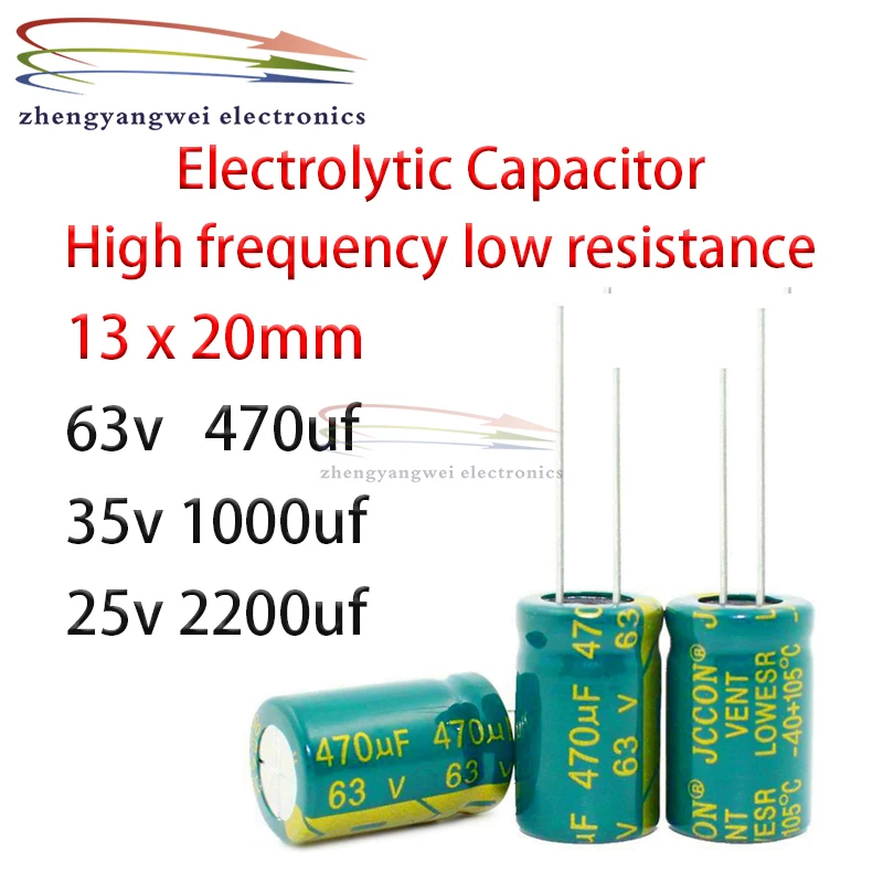 10pcs 13x21mm 63v 470uf 35v 1000uf 25v 2200uf green High frequency low resistance Electrolytic Capacitor