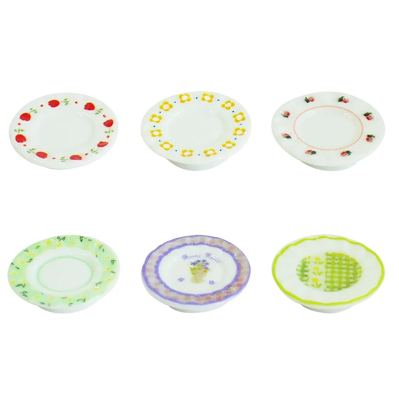 

5pcs Cute Miniature Dollhouse Kitchen Dish Flower Plate For Doll Accessories For Kids Toy
