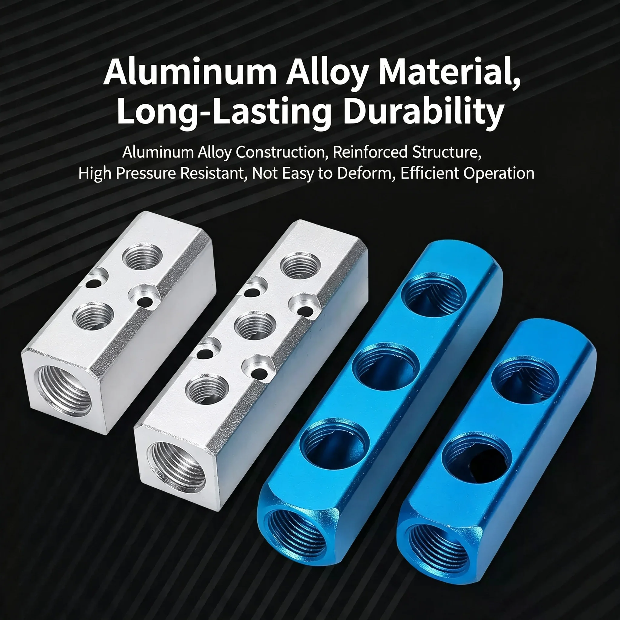 1/8 1/4 3/8 1/2 Gas Source Branch Aluminum Manifold AL/SY-02/04/-2F Versatile Pneumatic Manifold Splitter With Quick Connectors