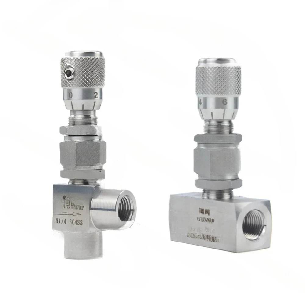 

Precision Micro Metering Valve 304 SS 1/8"-1/2" NPT Flow Control Valve