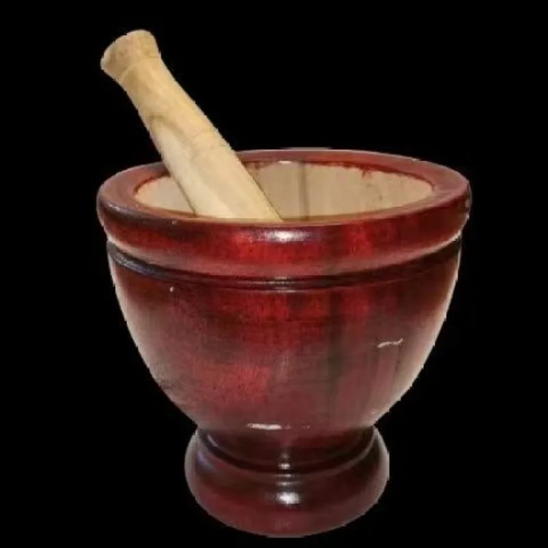 Solid Wood Mortar Pestle Thai Grinding Bowl for Garlic Herb Spice Home Kitchen Cooking