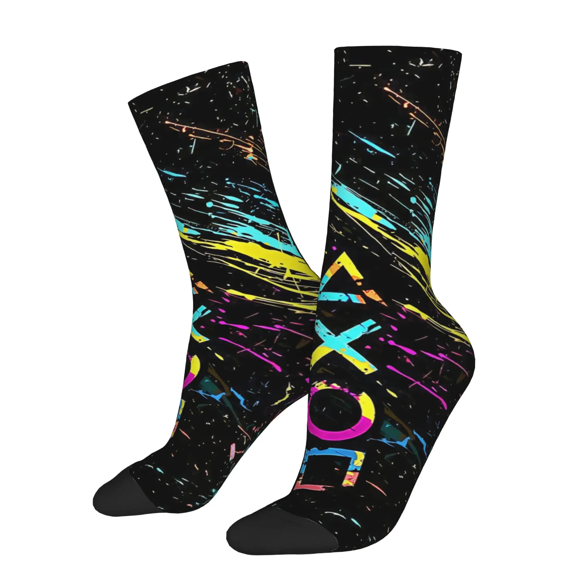 

Running Socks Retro Unisex Neon Gaming Controller Print Desgin Unisex Street Style Seamless Printed Sock