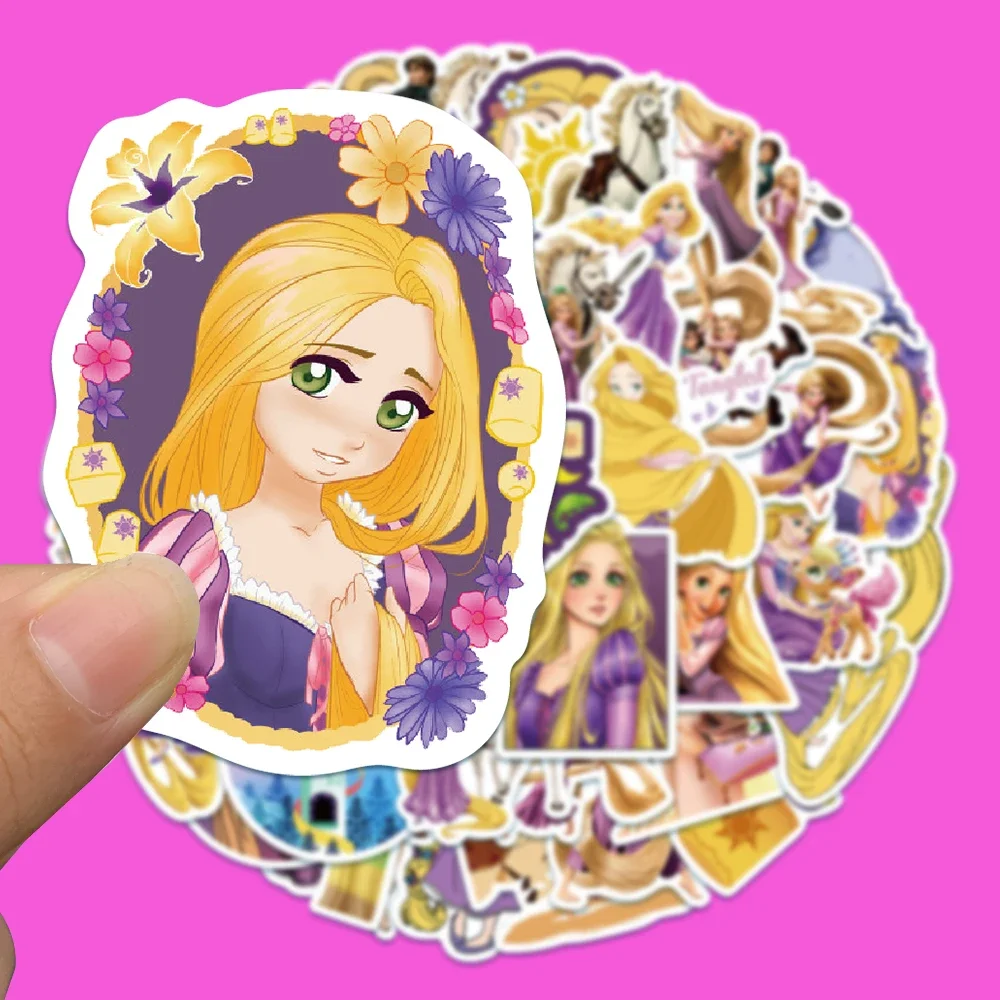 Tangled Rapunzel Stickers Aesthetic Laptop Fridge Guitar DIY Waterproof Decals Disney Cartoon Sticker Packs Kid Toys