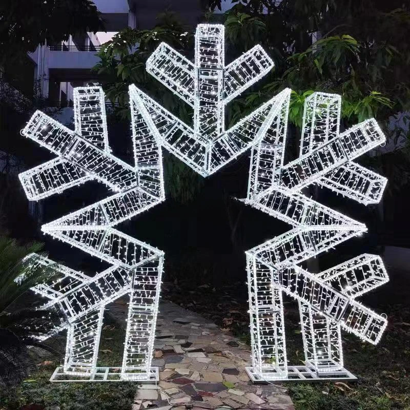 2024 Outdoor LED 3D Motif Snowflake Stake Lights for Wedding and Home Decoration Street  Light Christmas 