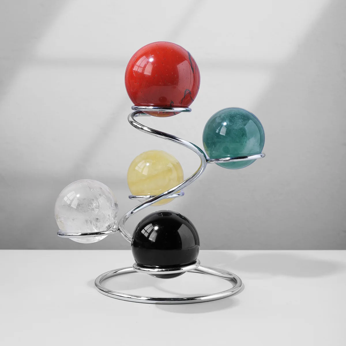 1set Natural Crystal Ball Set 5 Pieces Polished Gemstone Spheres Feng Shui Home Desktop Decoration Healing Crystals Gift Set
