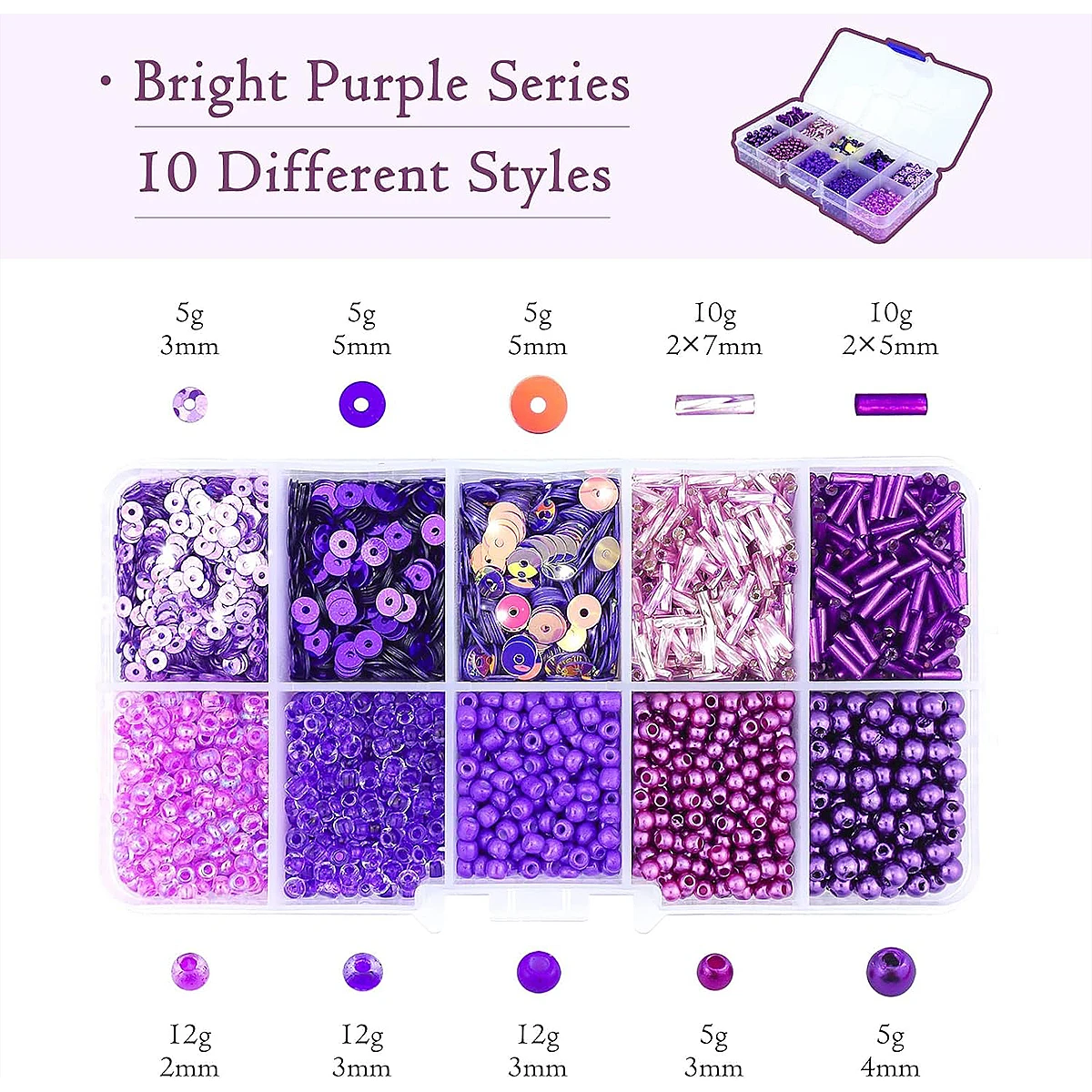 Premium 10 Grid Multi-color Imitation Pearl Beads, Rice Beads, Sequins Kit - DIY Jewelry Making (Bracelet/Necklace/Accessories)