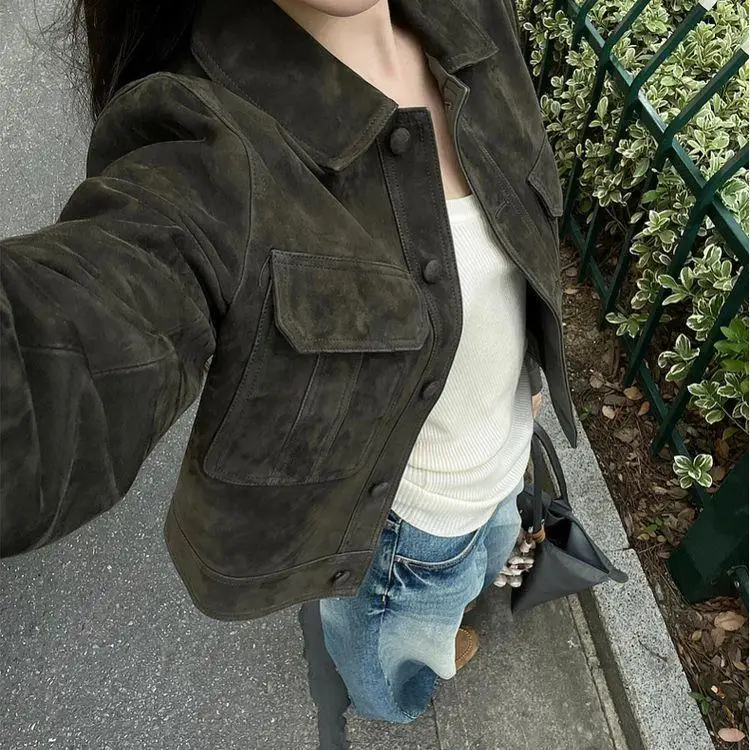 Women's Suede Leather New Style, Super Popular Short Jacket For Petite Figures,