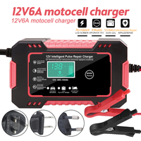 12V 6A Car Battery Charger Pulse Repair LCD Display Fast Charge Wet Dry Lead Acid Digital For Auto Motorcycle