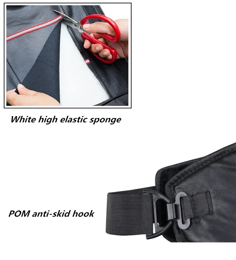 OFFBONDAGE Motorrad-Kniepolster, warm, für Beine, Motorradfahren, winddicht, Winter, PU-Leder, wasserdicht, Roller-Schutz-Knieschoner – Detail 3