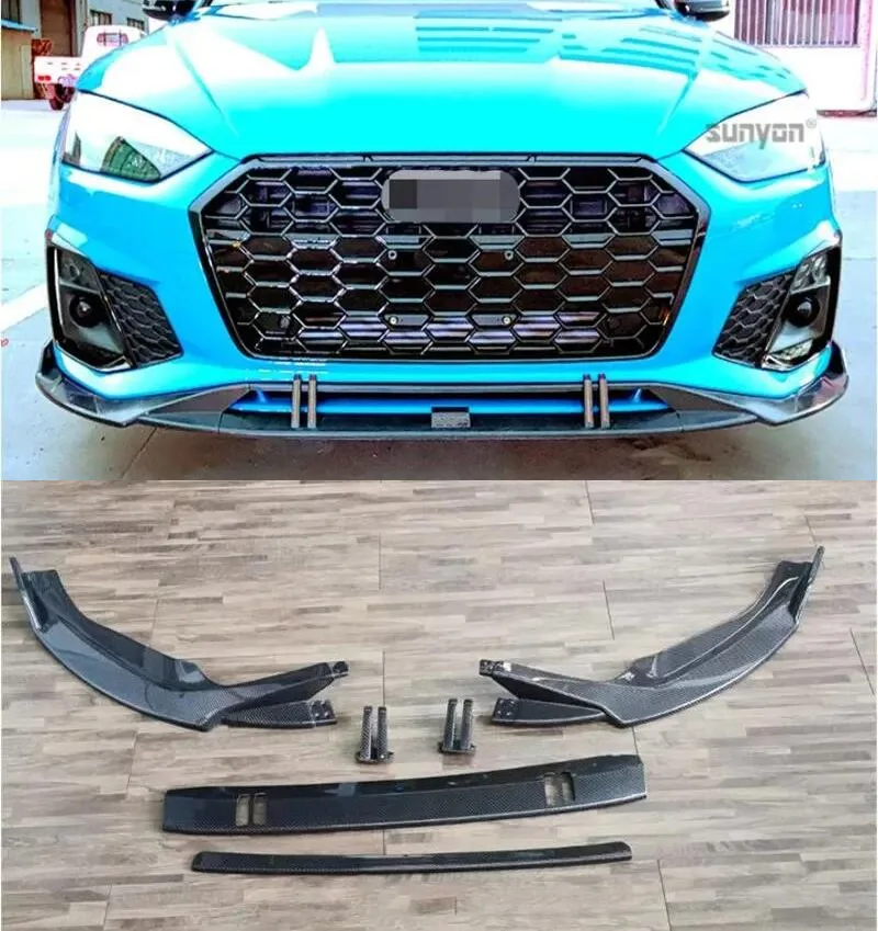 

For Audi A5 S5 Sline B10 2020 2021 2022 Real Carbon Fiber Front Bumper Lip Spoiler Body Kit