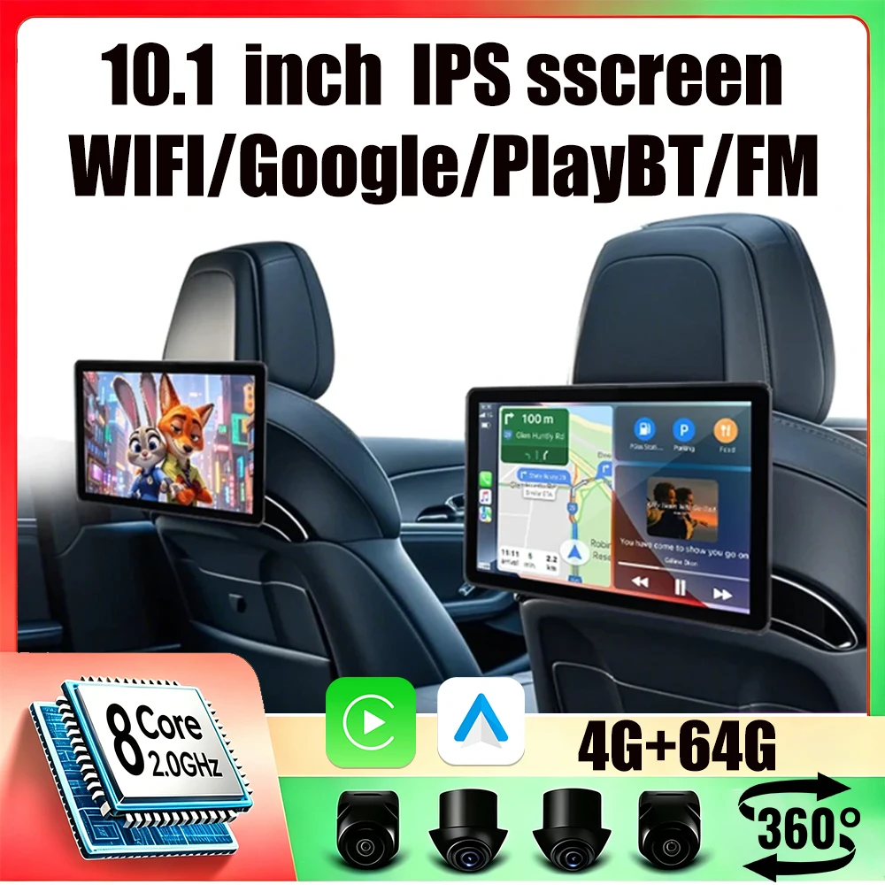 GcPaSr Android Auto CarPlay pantallas de coche Monitor de asiento trasero para reposacabezas pantalla de TV WiFi película/Netflix/Youtube reproductor de vídeo en línea 1
