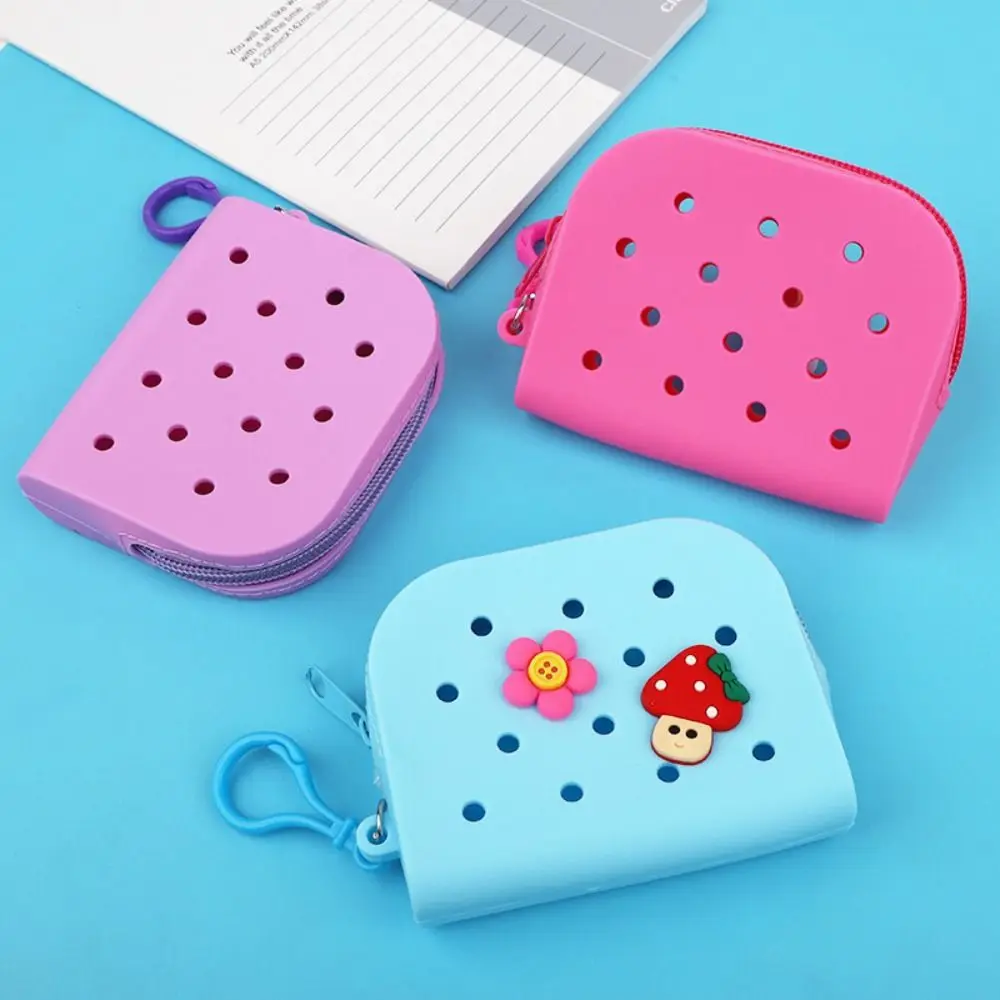 New Holes Coin Purse Mini Silicone Card Holder Zipper Storage Bag