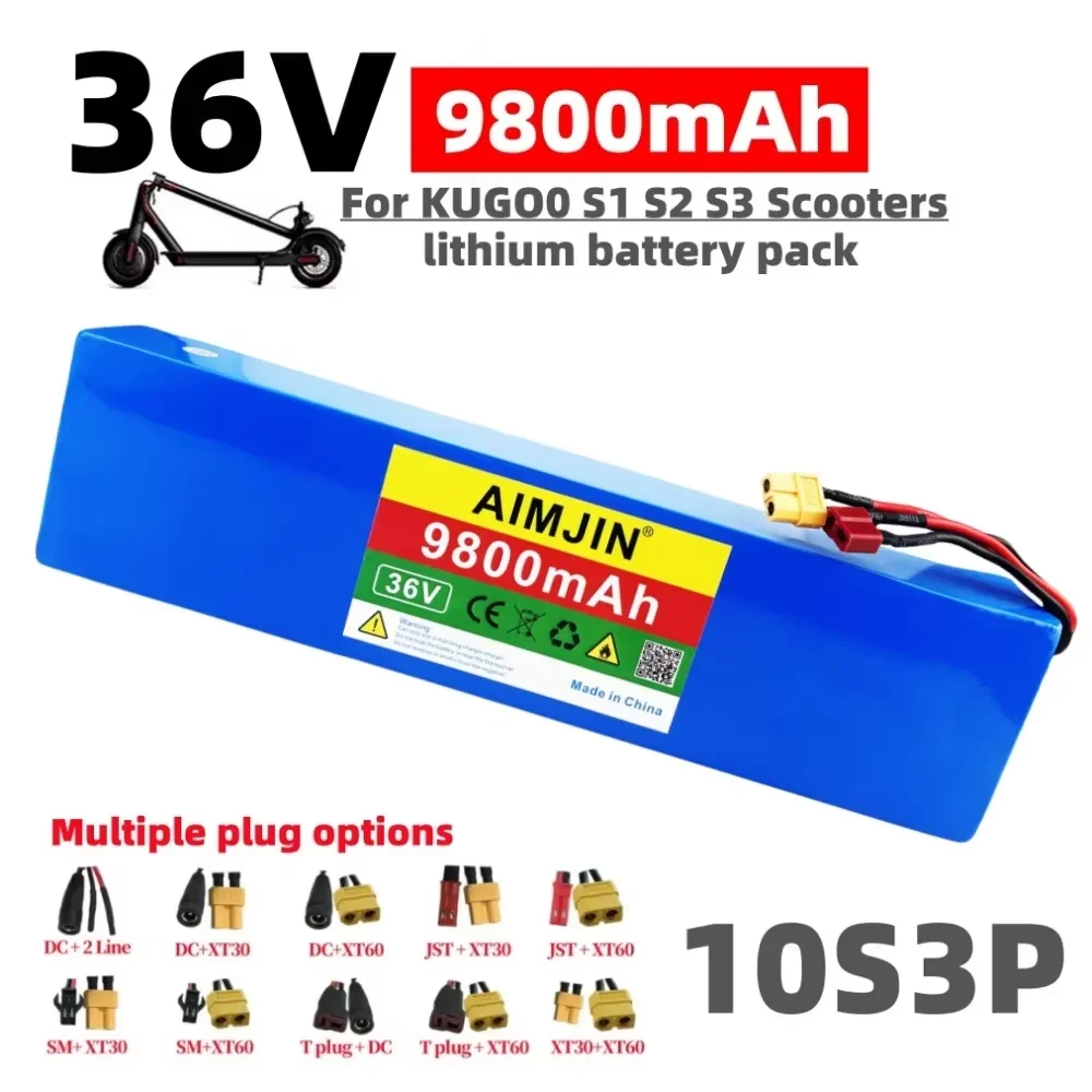 

36V 10S3P 9000mAh 18650 rechargeable lithium-ion battery 500W built-in BMS Suitable for KUGOO S1, S2, S3 Electric Scooters