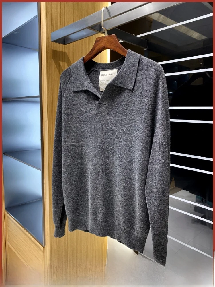 

High-End Men's Knitted Wool Sweater Long Sve Busin Casual Sle Autumn Winter New Arrival Faionable round Ne Top