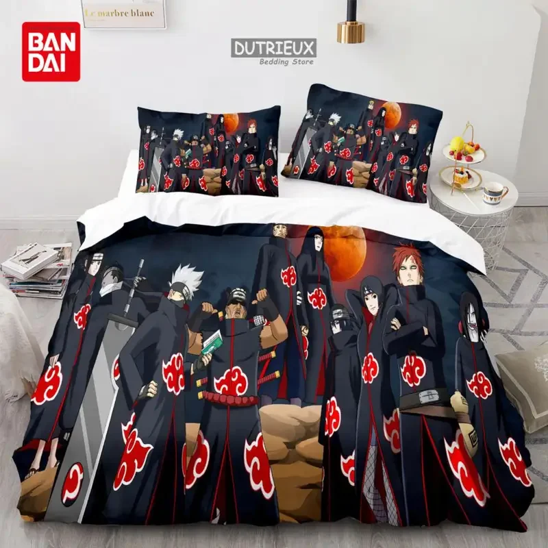 Conjunto de cama 3D Anime para adultos e crianças, Sasuke Uchiha, capa de edredão Uzumaki, duplo, gêmeo, completo, rainha, rei, capa de edredão