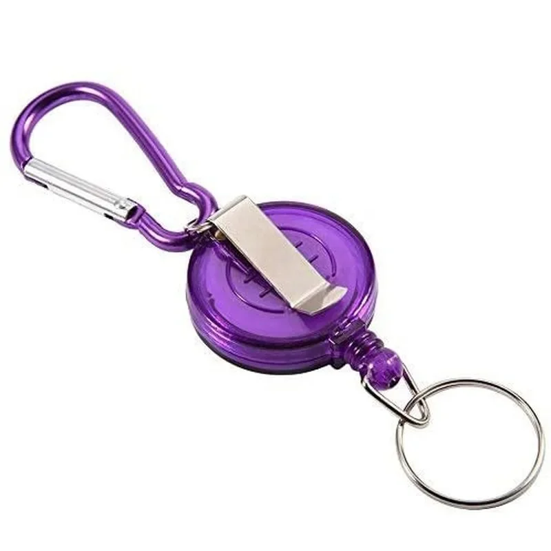 Retrátil Badge Reel com cinto Keychain, Easy Pull, Plástico ABS, ID Tag, Pass Access, Card Clips, Work Permit, Case Reels