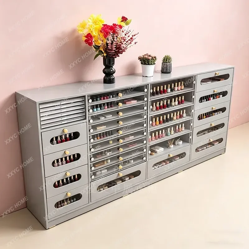 X High-end paint and manicure display cabinet Floor-to-ceiling multi-layer drawer nail polish glue jewelry integrated storage