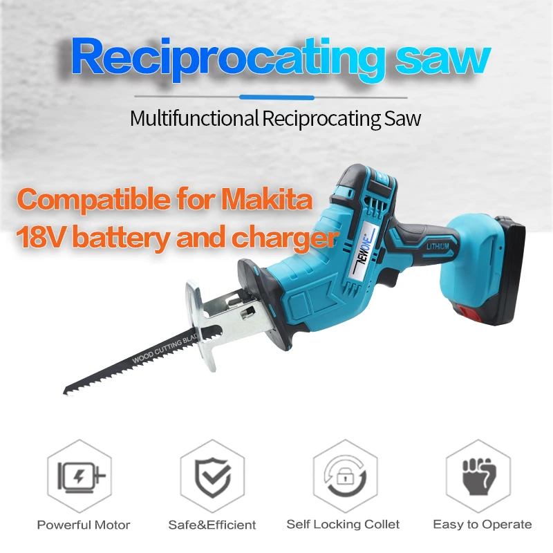 150mm 3000rp/min Cordless Reciprocating Saw Portable Electric Saw Replacement Metal Wood Cutting Tool for Makita 18V Battery