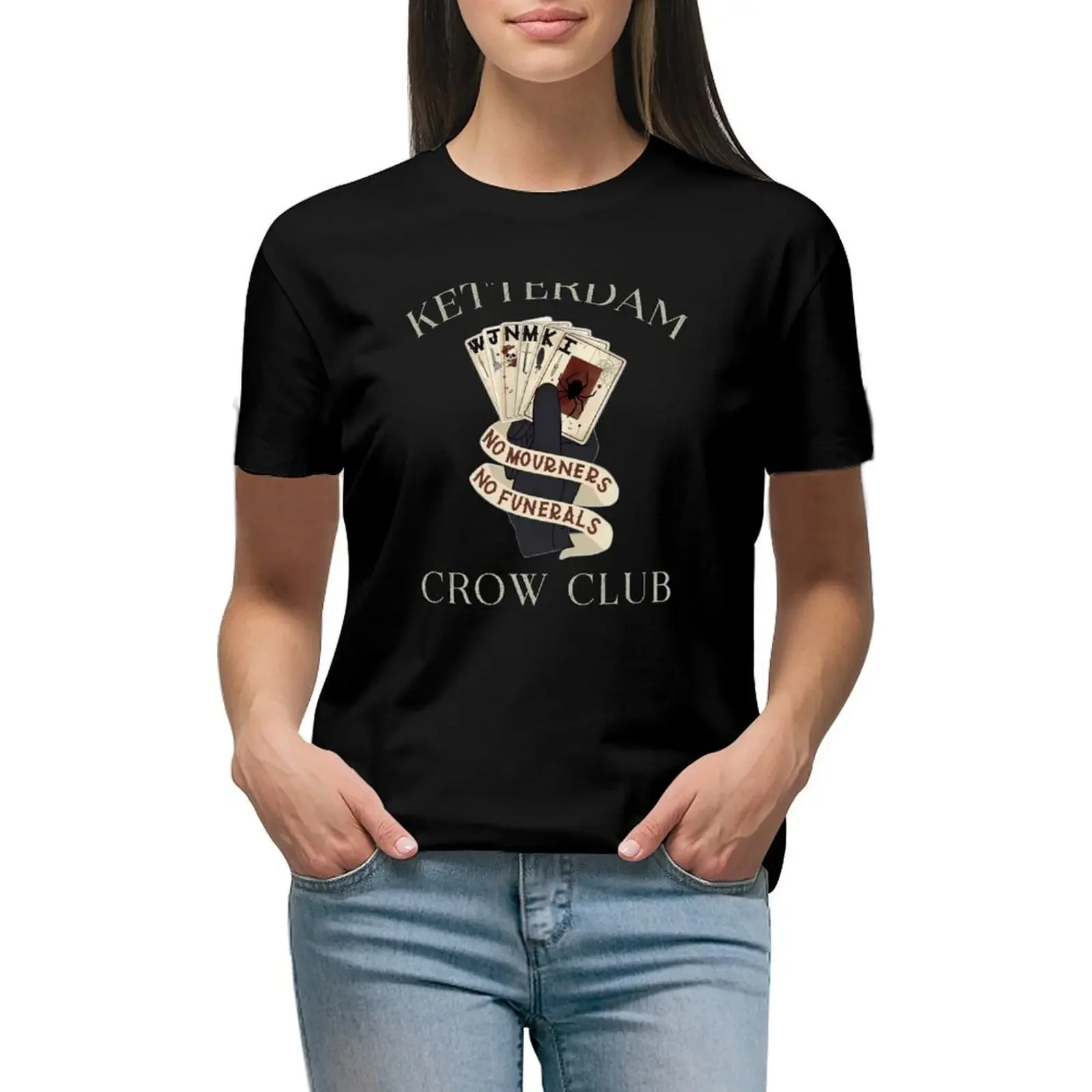 Six of Crows Ketterdam Crow Club T-Shirt tops animal print shirt for girls plus size tops Short sleeve tee tops Women