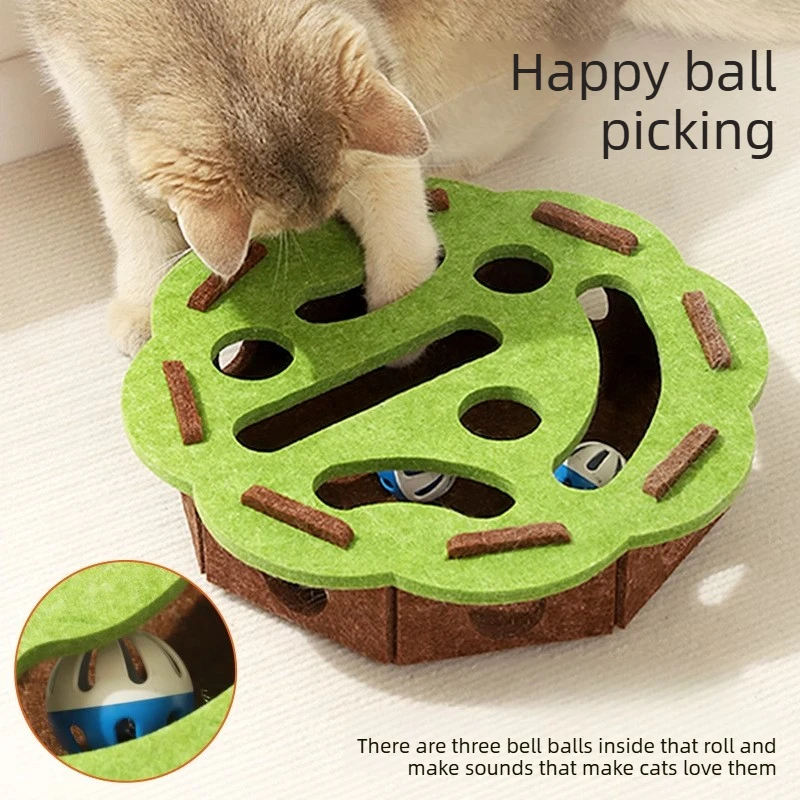 

1 шт., игрушка-головоломка для кошек, фетровая коробка-головоломка, игрушка для упражнений для кошек с мячом, спортивные развлечения в помещении, охотничьи игрушки для кошек для домашних кошек