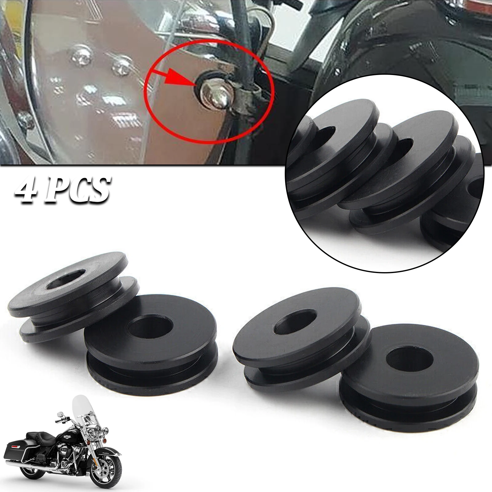 4pcs Wind Screen Windshield Bushing Grommets For Harley-Davidson Road King Softail EFI FLHR Motorcycle Detachable Replacement