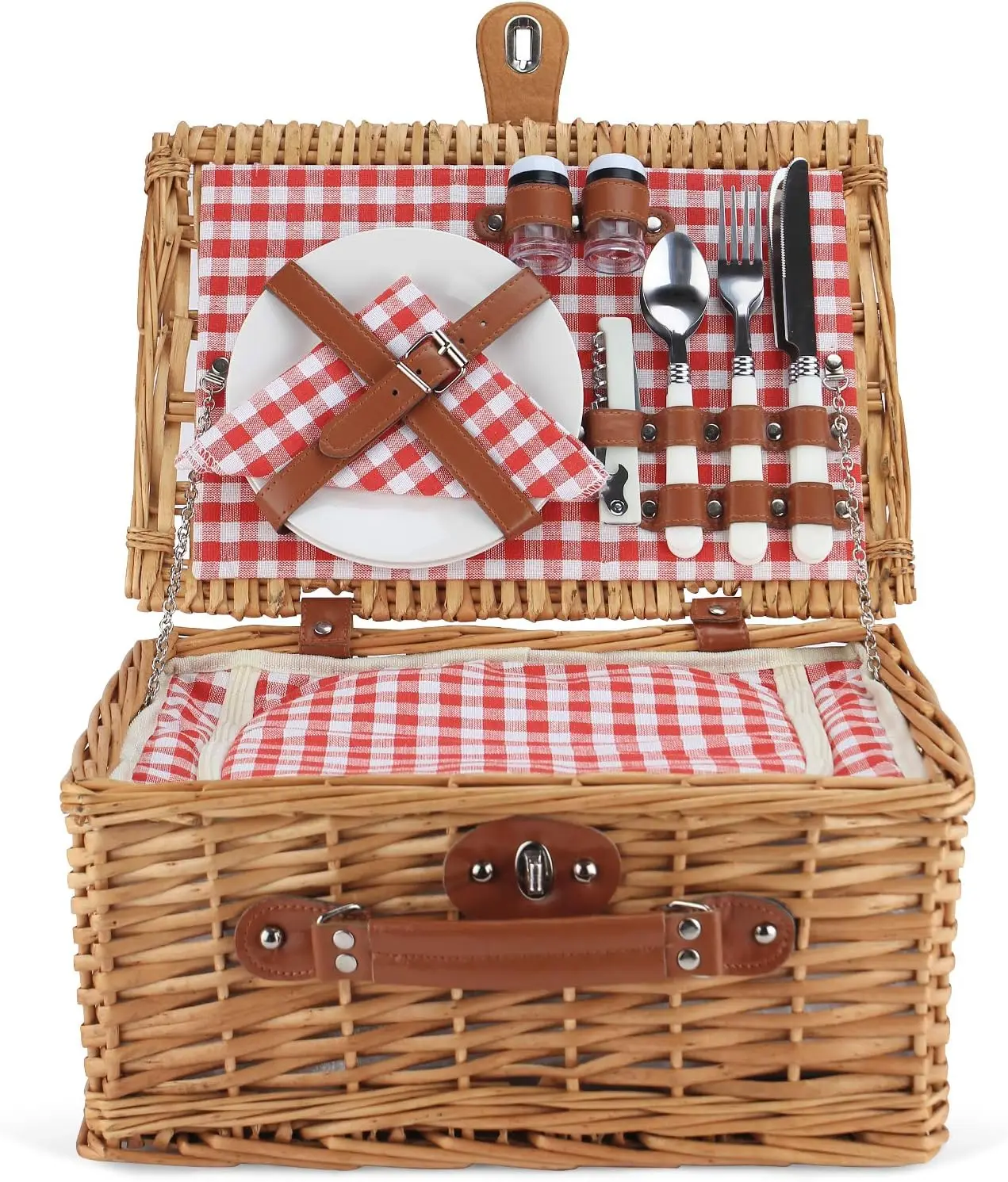 

Wicker Picnic Basket for 2 Person, Willow Hamper Basket Sets with Insulated Compartment, Handmade 2 Person Picnic Basket·On Sale