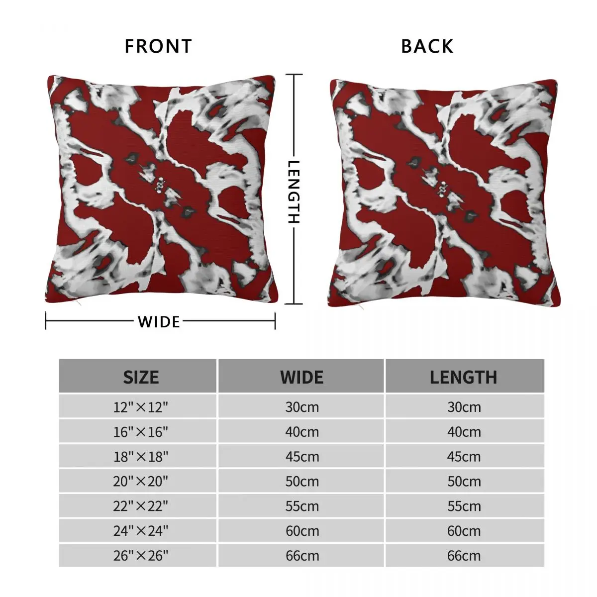 Gray White Charcoal On Dark Red Square Pillowcase Polyester Linen Velvet Pattern Zip Decor Throw Pillow Case Home Cushion Case
