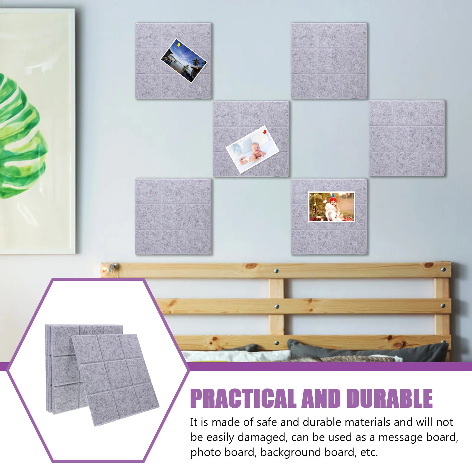 

6Pcs Self-Adhesive Felt Bulletin Board Tiles Decorative Memo Board For Home School Office Wall Display And Kids Project Showcase