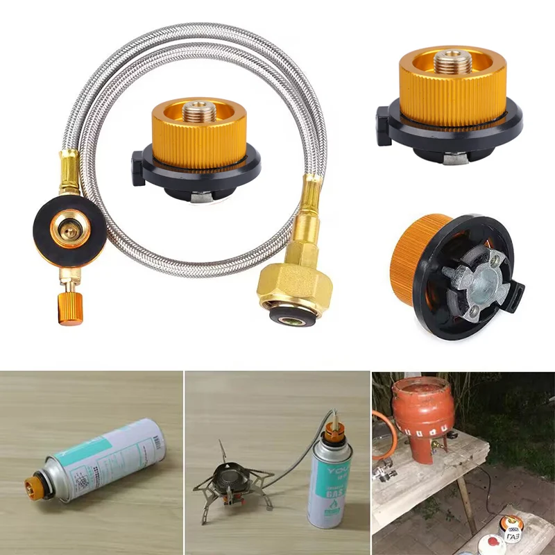 Gas Cylinder Filling Adapter Camping Gas Stove Burner Hiking Outdoor Burner Gas Tank Furnace Connector Valve Braided Hose