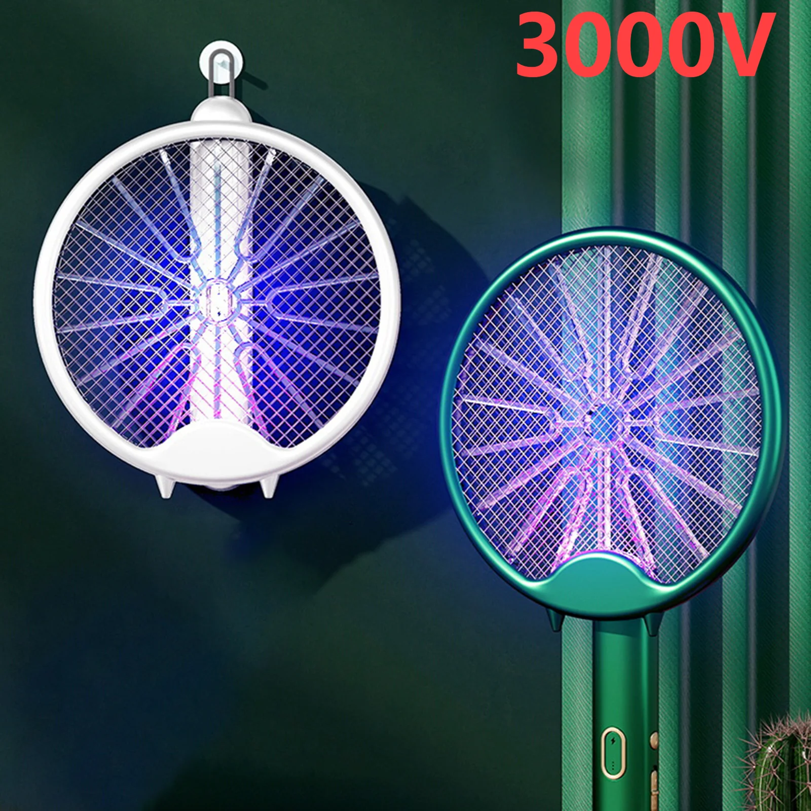 

3000V Electric Mosquito Racket Mosquito Killer Lamp USB Rechargeable Foldable Mosquito Swatter Fly Swatter Repellent Lamp