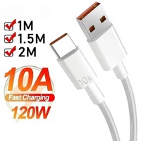 10A Super Fast Charging Cable 1M/1.5M/2M Universal 120W USB Type C Cable For Xiaomi Smasung S24 S23 Huawei P70 Honor Data Cord