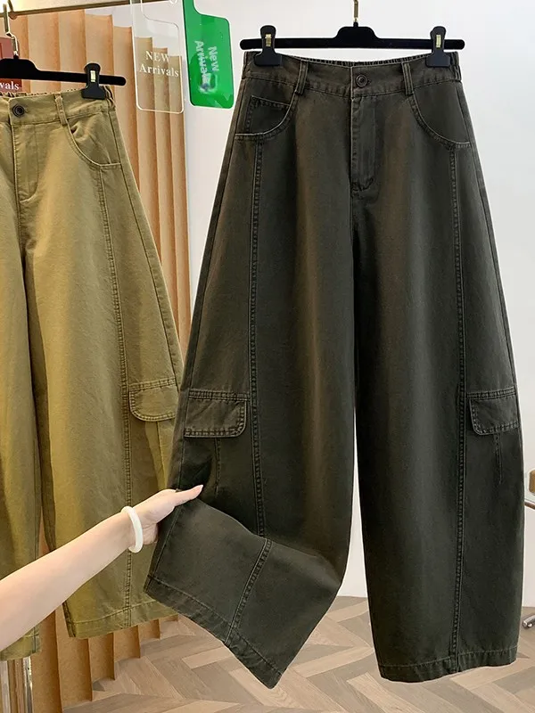 High Waist Wide Leg Casual Jeans Women's Autumn New Style Loose Fit Comfortable Straight Cut Trousers Korean Style Workwear