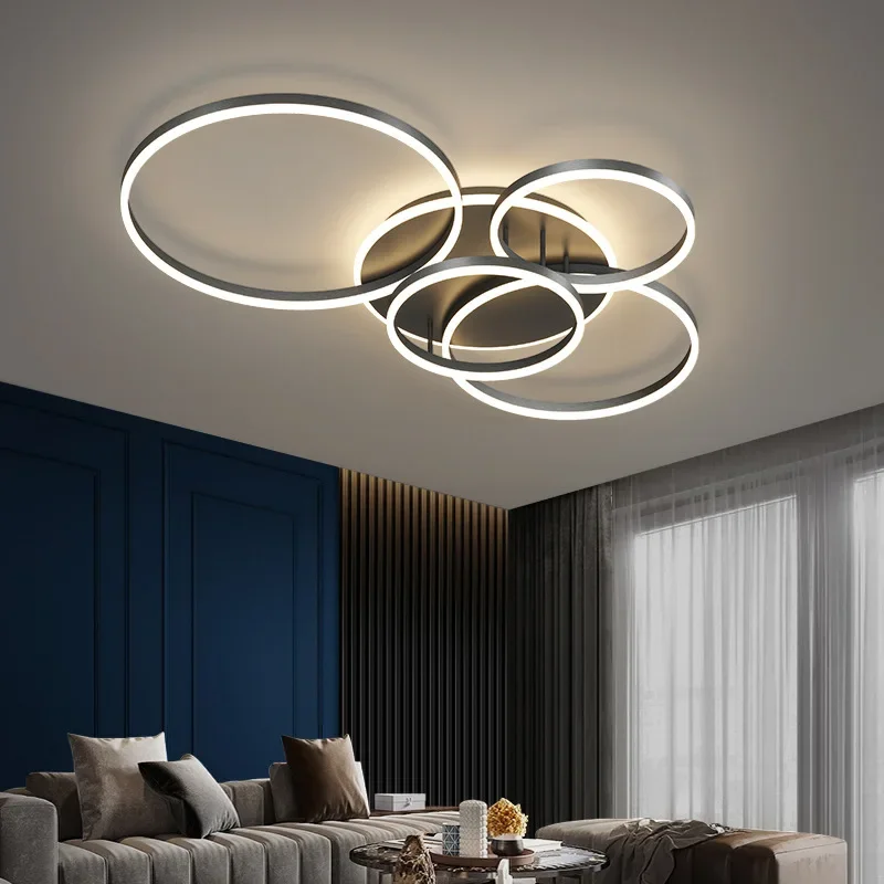 Modern 5 Ring Led Ceiling  Black Gold White for Living Room Bedroom Furniture Home Design Lighting Lusters Luminaires