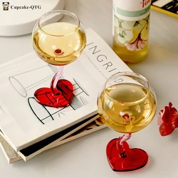 300ml Heart Bottom Glass Goblet Mug Champagne Red Wine Glass Cup Borosilicate Heat-resista Glass Cocktail Glass Mug