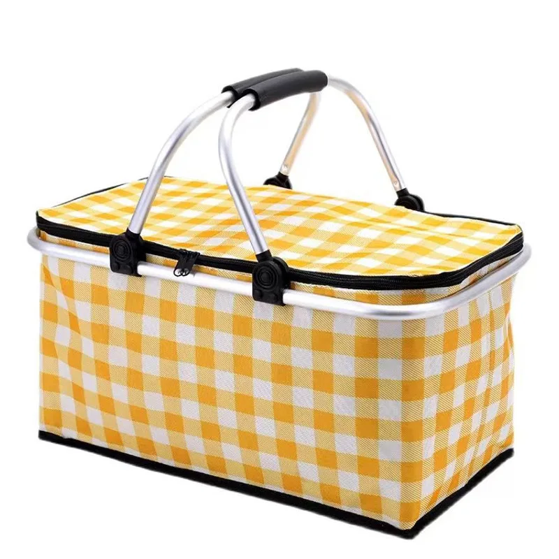 

New Large Capacity Insulated Picnic Basket Foldable Outdoor Cooler Bag Portable Fast Food Handheld Picnic Bags