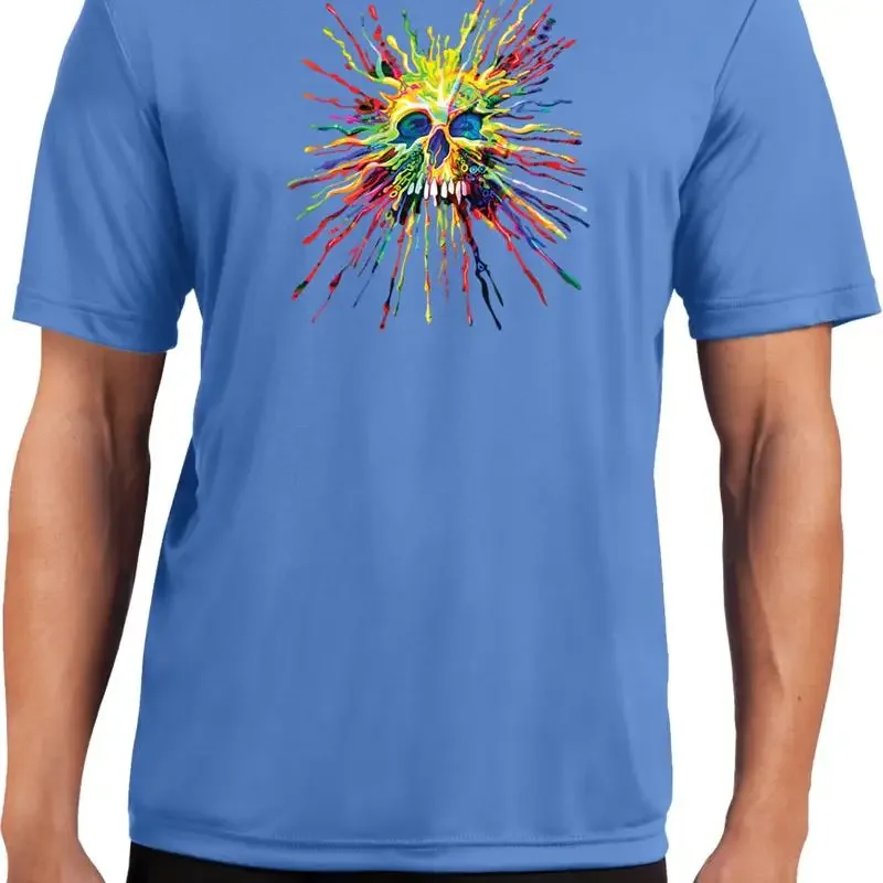 Buy Cool T Shirt Splatter Skull Moisture Wicking