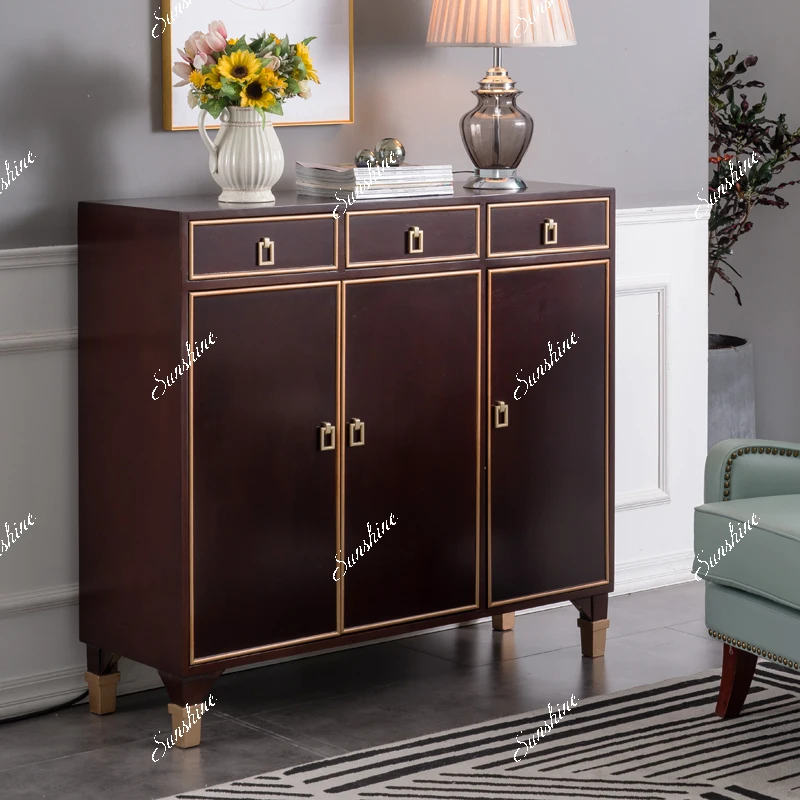 American solid wood shoe cabinet light luxury living room entrance cabinet
