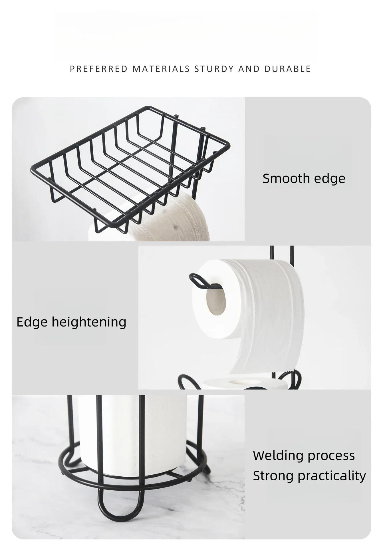 Black Kitchen Paper Towel Holder Creative Table Toilet Roll Paper Storage Racks  Wrap Paper Towel Organizer Rack bathroom