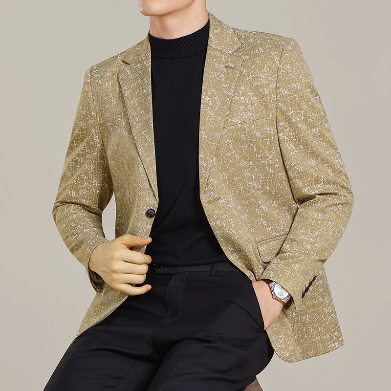 High-Quality Stylish Casual Business Wedding Men's Korean Version Slim Fit Suit Fashionable Embroidered Blazer Jacket