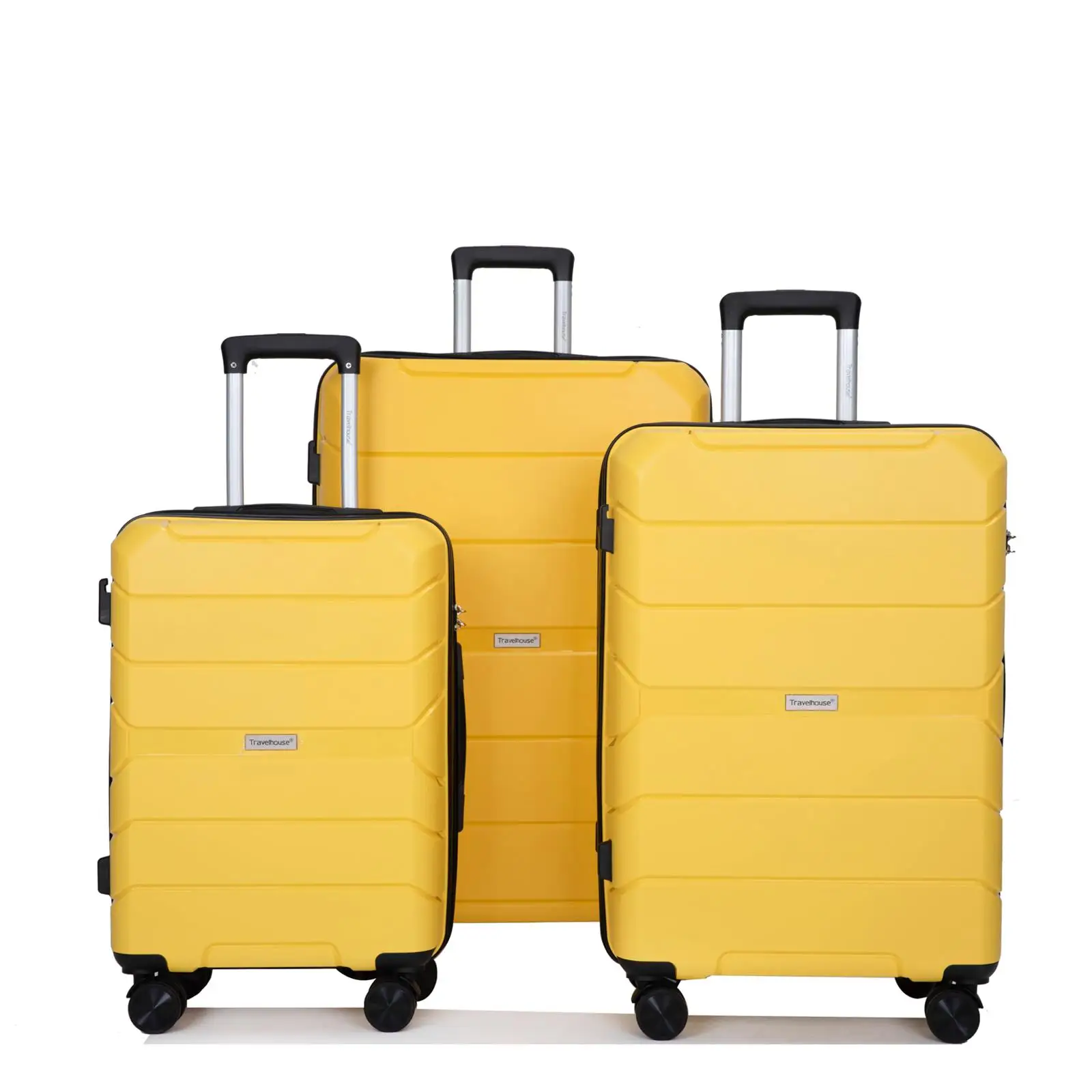 Lightweight 3-Piece Hardshell Luggage Set with Spinner Wheels & TSA Lock - Durable Yellow Suitcase (20/24/28)!