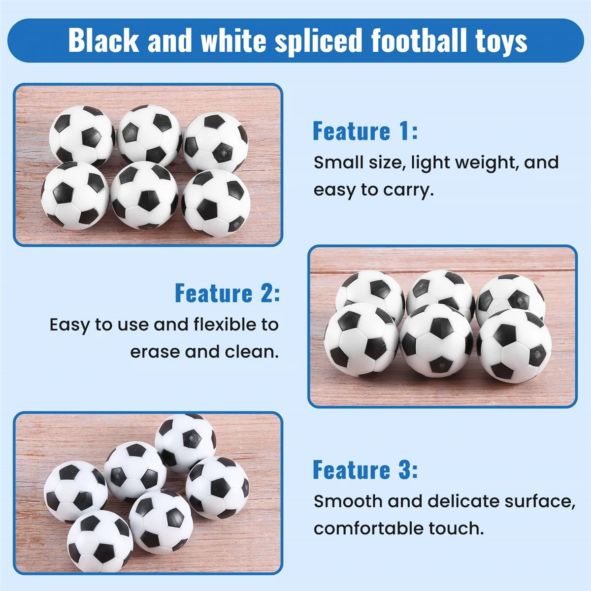 6PCS Small Football Style Table Ball Foosball Hard Plastic Table Ball Counterpart Game Children Toy