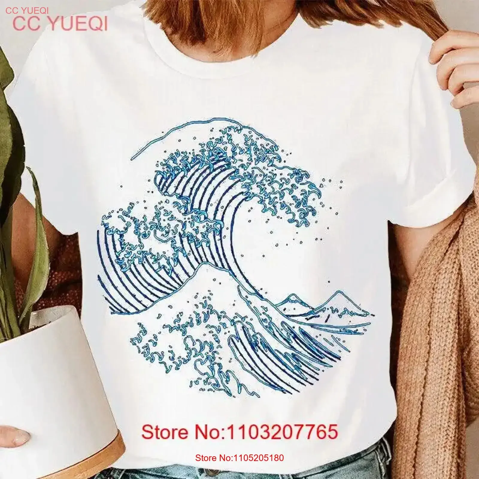 Hokusai The Great Wave Summer Vibes Sun Kissed Vacation Womens T shirt S vintage Washed Stylish homme streetwear Breathable